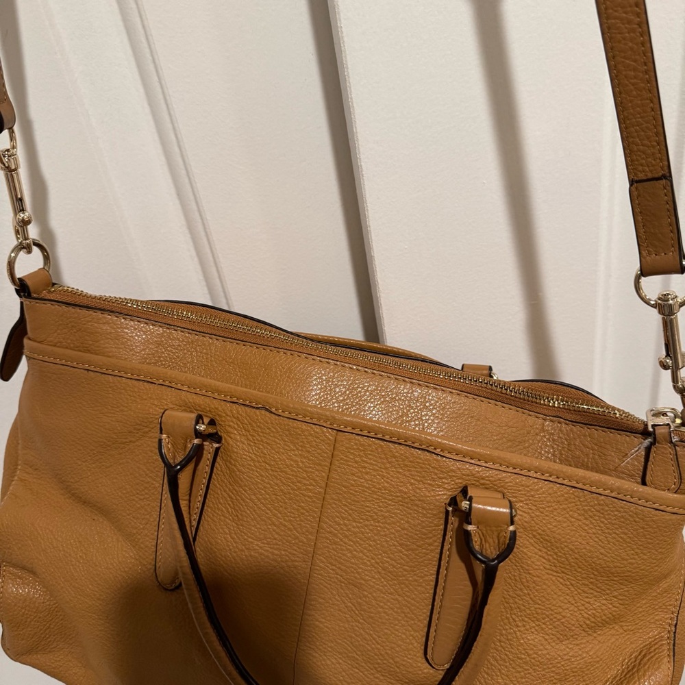 Coach Morgan Pebbled Leather Satchel Bag Brown - Picture 10 of 13